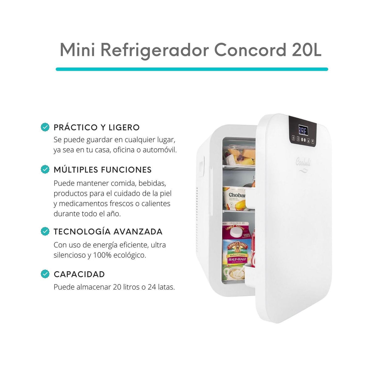 Cooluli  Mini Refrigerador Concord Frío/Caliente Digital 20L/24 Latas - vertikal