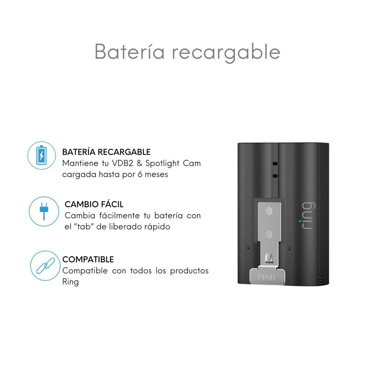 Ring Batería Recargable Batería Recargable Quick Release para Productos Ring - vertikal