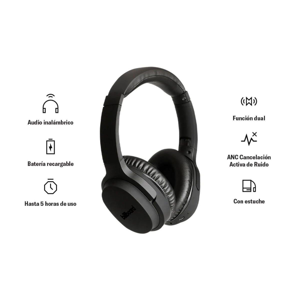 Billboard Audífonos Inalámbricos Audífonos Inalámbricos Over Ear Carbono ANC Bluetooth - vertikal