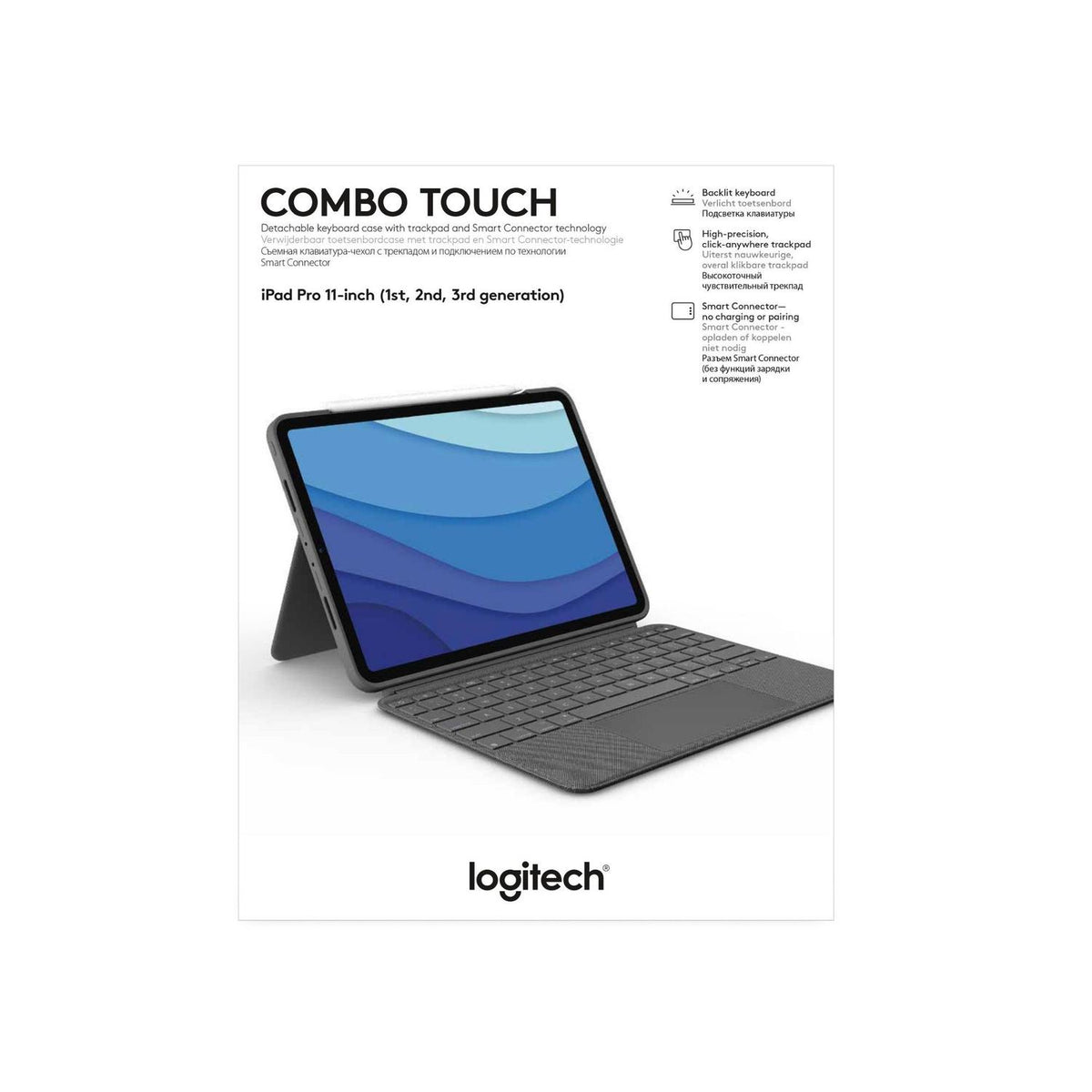Logitech Folio Con Teclado Funda Folio Combo Touch con Teclado Trackpad compatible con iPad Pro 11&quot; - vertikal