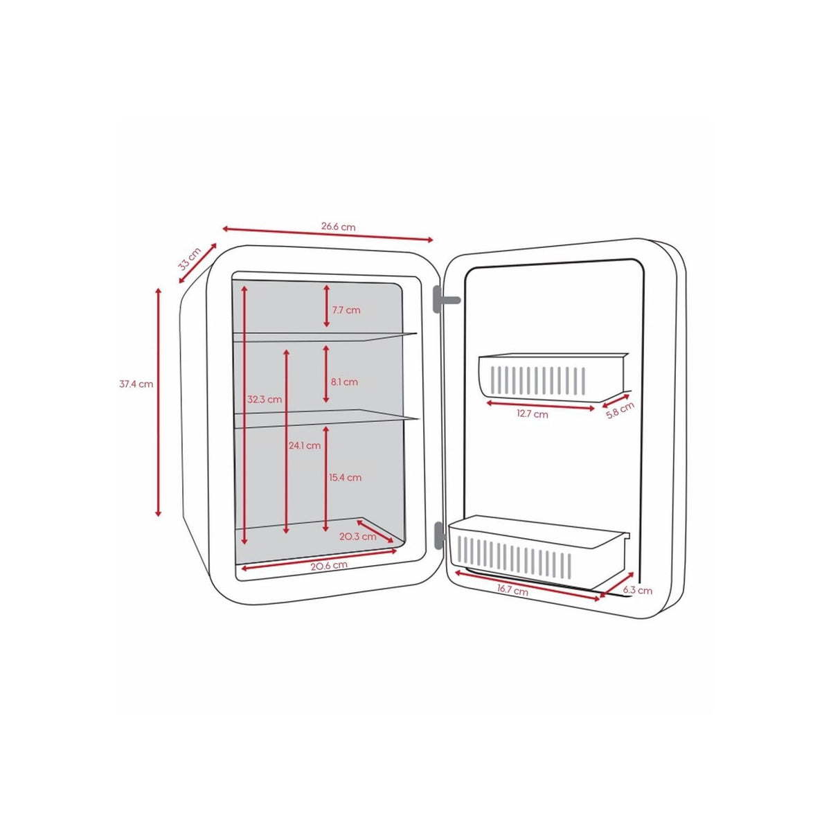 Cooluli Mini Refrigerador Mini Refrigerador Vibe con Pizarrón 15L - vertikal