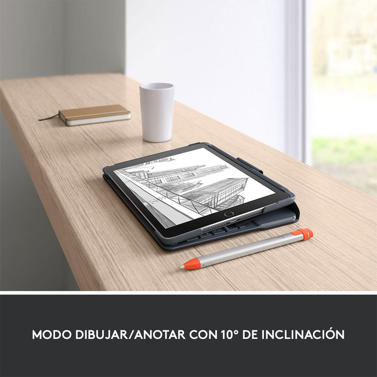 Logitech Folio con Teclado Funda Folio con Teclado Slim Folio compatible con iPad 10.2&quot; - vertikal