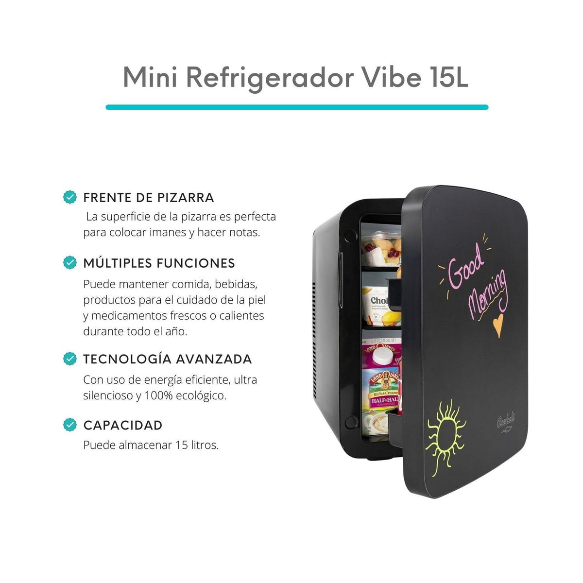 Cooluli Mini Refrigerador Mini Refrigerador Vibe con Pizarrón 15L - vertikal