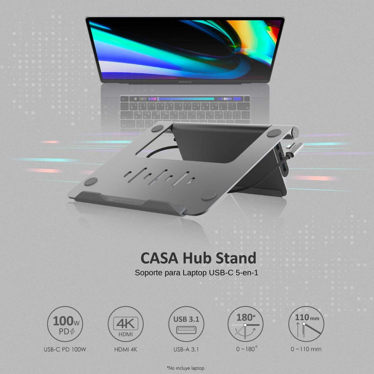 Adam Elements Soporte Para Laptop Soporte para Laptop Multipuertos CASA HUB Stand USB-C 5-en-1 - vertikal