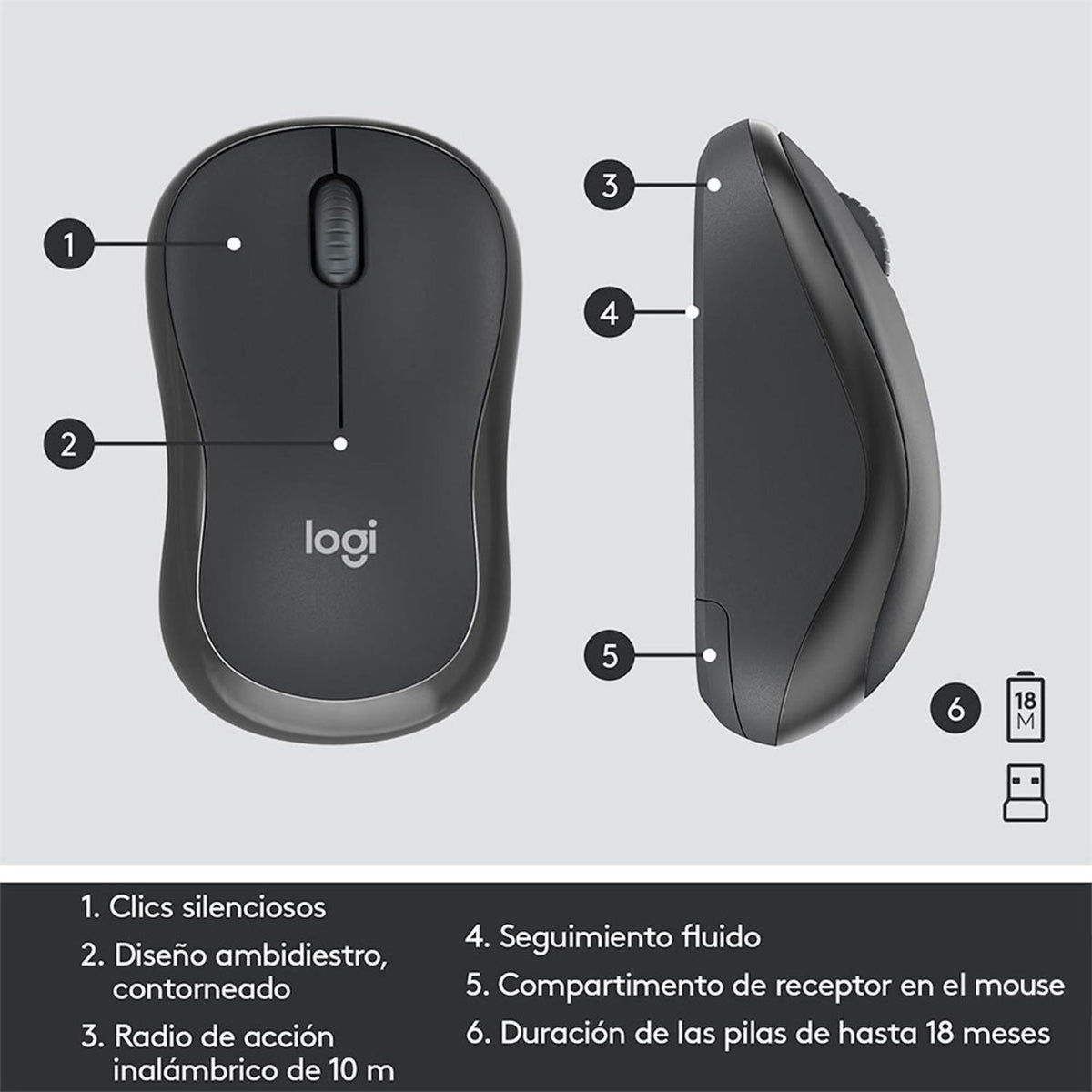 Logitech Combo Teclado y Mouse Inalámbrico Combo Teclado y Mouse Inalámbrico MK295 Silencioso - vertikal