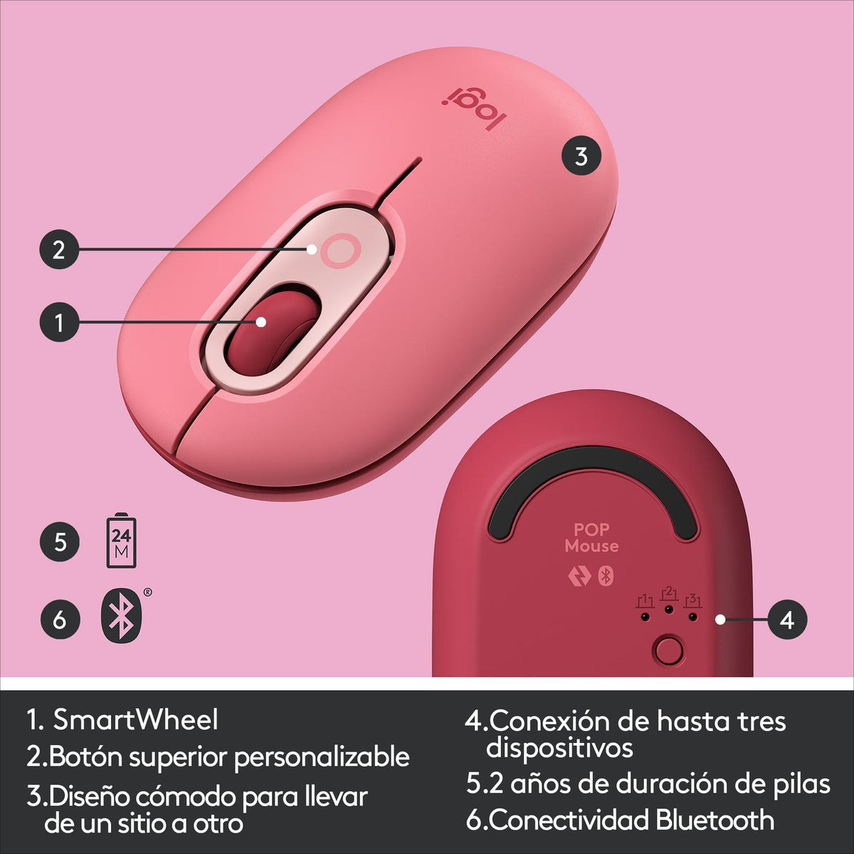 Logitech Mouse Inalámbrico Mouse Inalámbrico POP Mouse Bluetooth - vertikal
